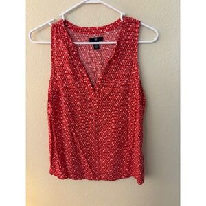 Gap Womens Red Blue Geometric Print Sleeveless V-Neck Blouse Size S 
A1239